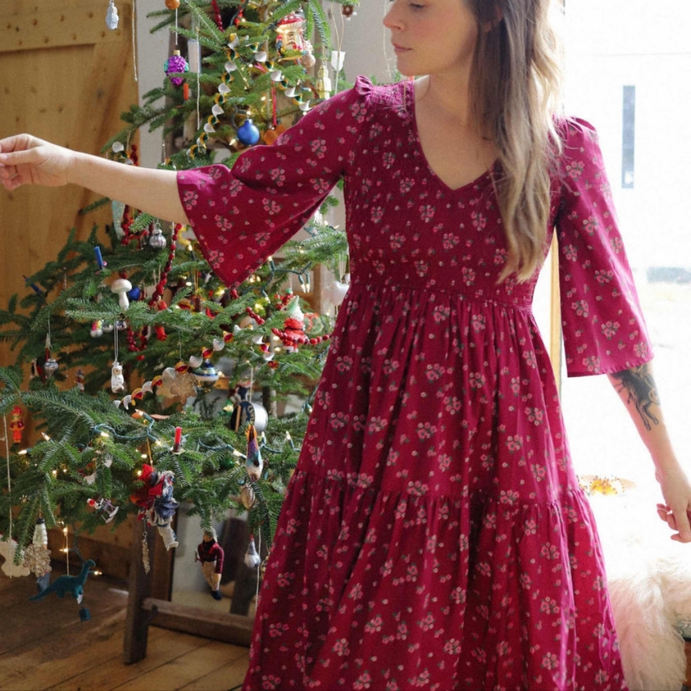 Christy Dawn - Basil Dress - Magenta Floral Bouquet - XL